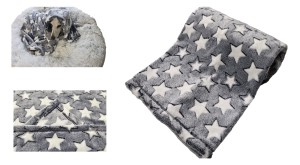 Koc dla psa kota 75x50 Polarowy miękki i ciepły Kocyk Białe Gwiazdki