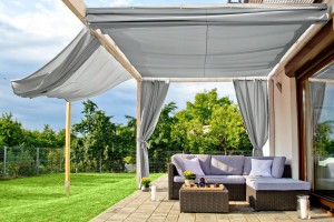 Żagiel ogrodowy rozsuwany 3m x 3m szary