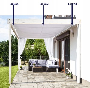 Żagiel ogrodowy na 3 linkach rozsuwany 4m x 3m biały