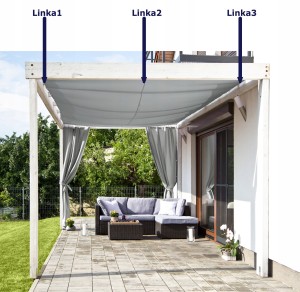 Żagiel ogrodowy na 3 linkach rozsuwany 3m x 3m szary