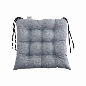 Pikowana Dwustronna Poduszka na Krzesło Fotel i Taboret 40x40 cm Szary Len