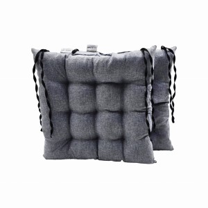 Pikowana Dwustronna Poduszka na Krzesło Fotel i Taboret 40x40cm Zestaw 2szt Szary Len