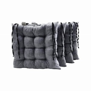 Pikowana Dwustronna Poduszka na Krzesło Fotel i Taboret 40x40cm Zestaw 4szt Szary Len