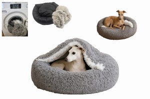 Legowisko Chmurka Norka dla psa i kota 80 shaggy zdejmowany pokrowiec Szary