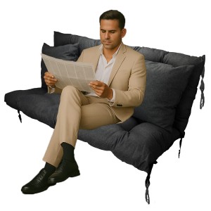 Poduszka na huśtawkę ogrodową 180x55x55 Czarny