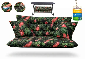 Poduszka ogrodowa wodoodporna 160x50x60 na huśtawkę, ławkę, rattan  Papugi - czarny