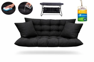 Poduszka ogrodowa wodoodporna 120x50x60 na huśtawkę, ławkę, rattan  czarny