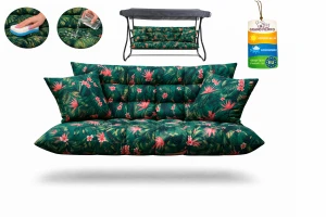 Poduszka ogrodowa wodoodporna 140x50x60 na huśtawkę, ławkę, rattan Monster Liść - zielony