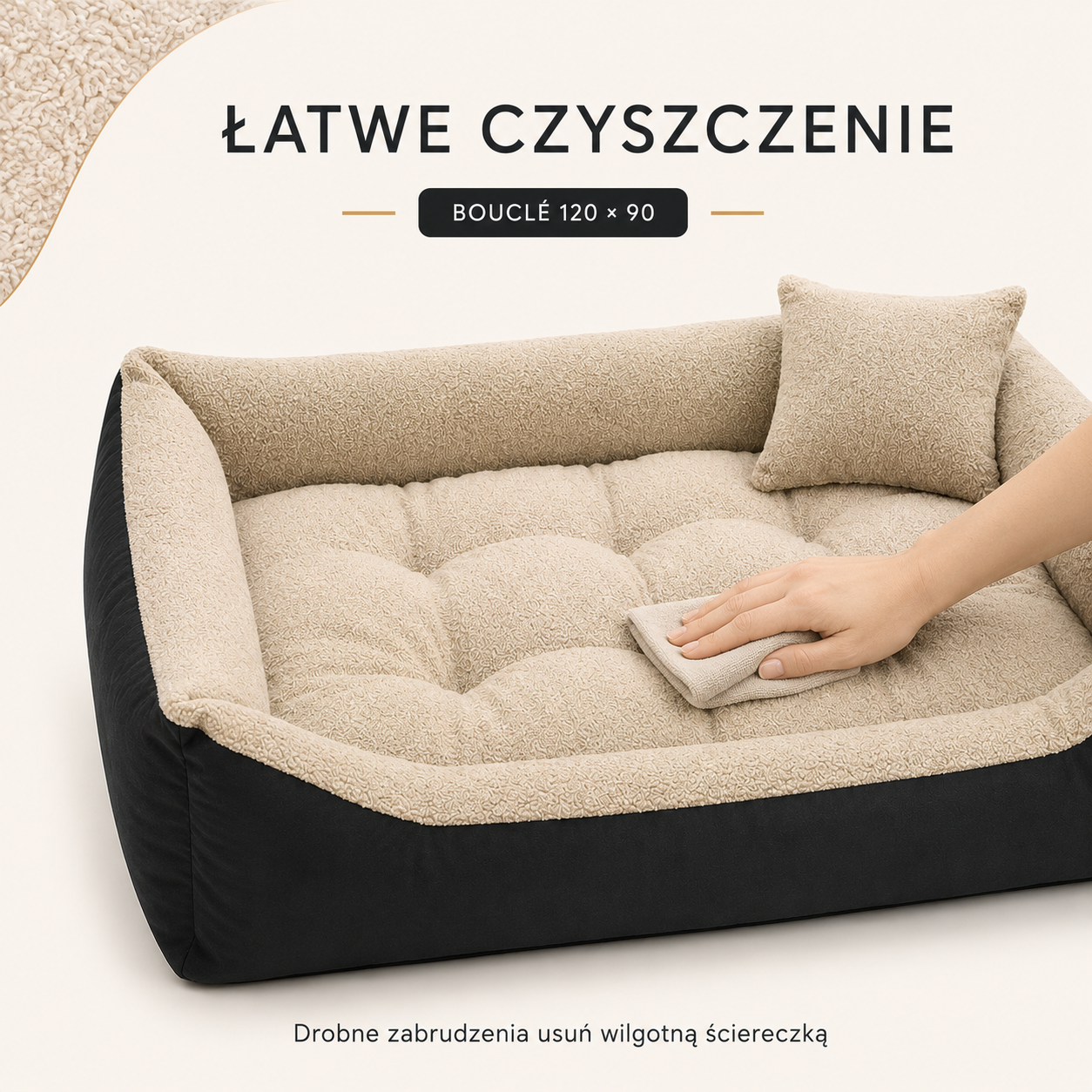 Łatwe czyszczenie legowiska Boucle
