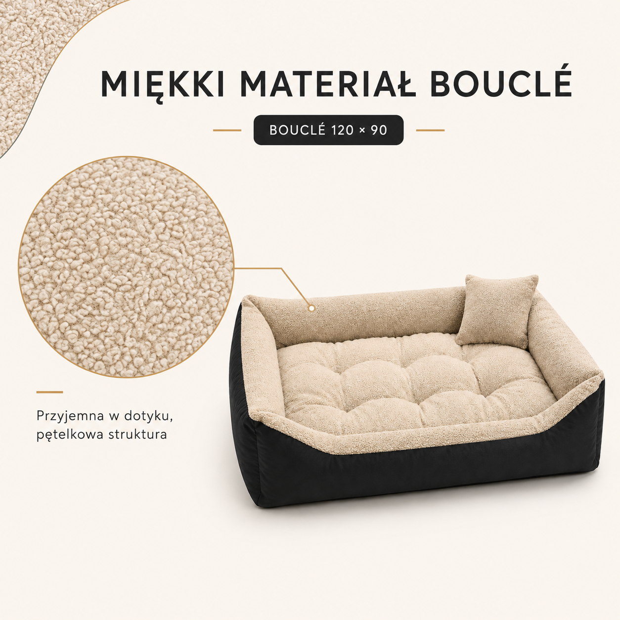 Miękki materiał Boucle w legowisku dla psa