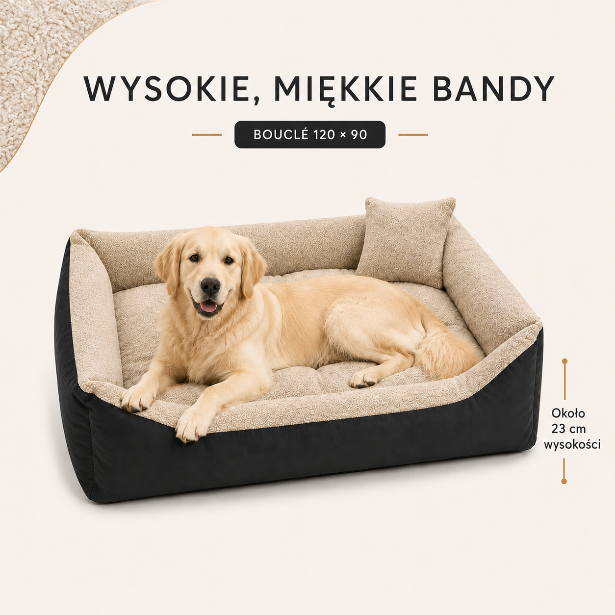 Wysokie miękkie bandy legowiska Boucle