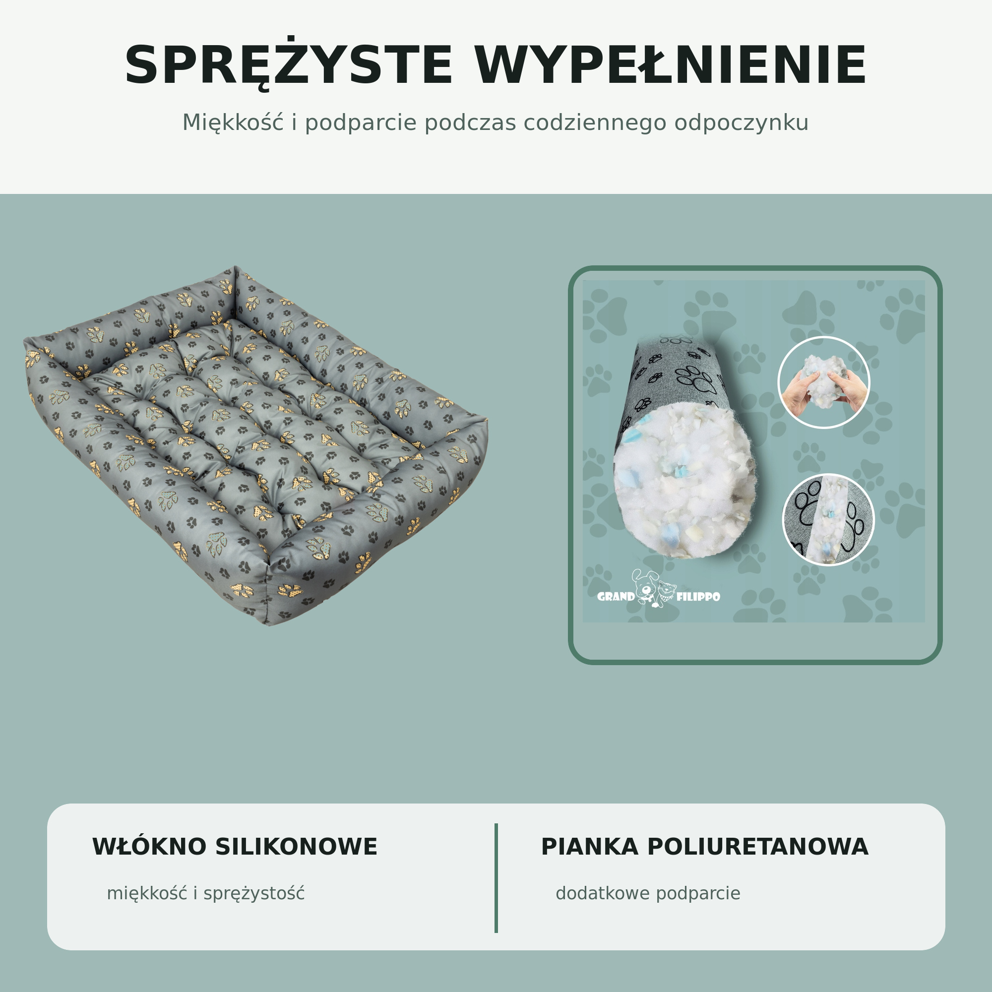 Sprężyste wypełnienie legowiska 120x90 dla psa