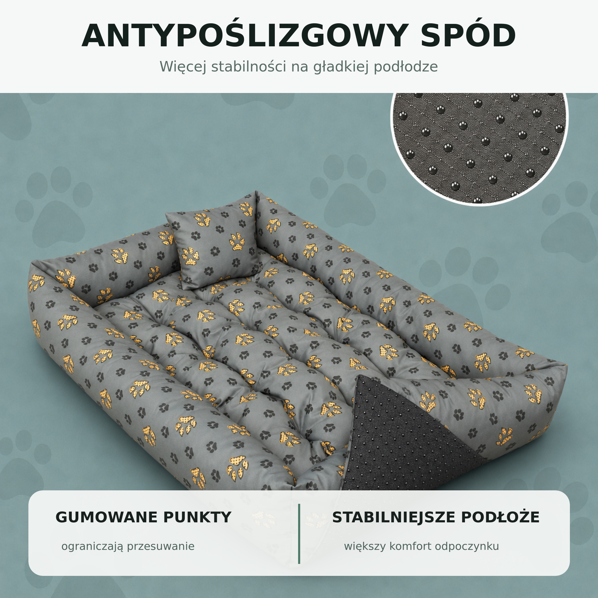 Antypoślizgowy spód legowiska 120x90