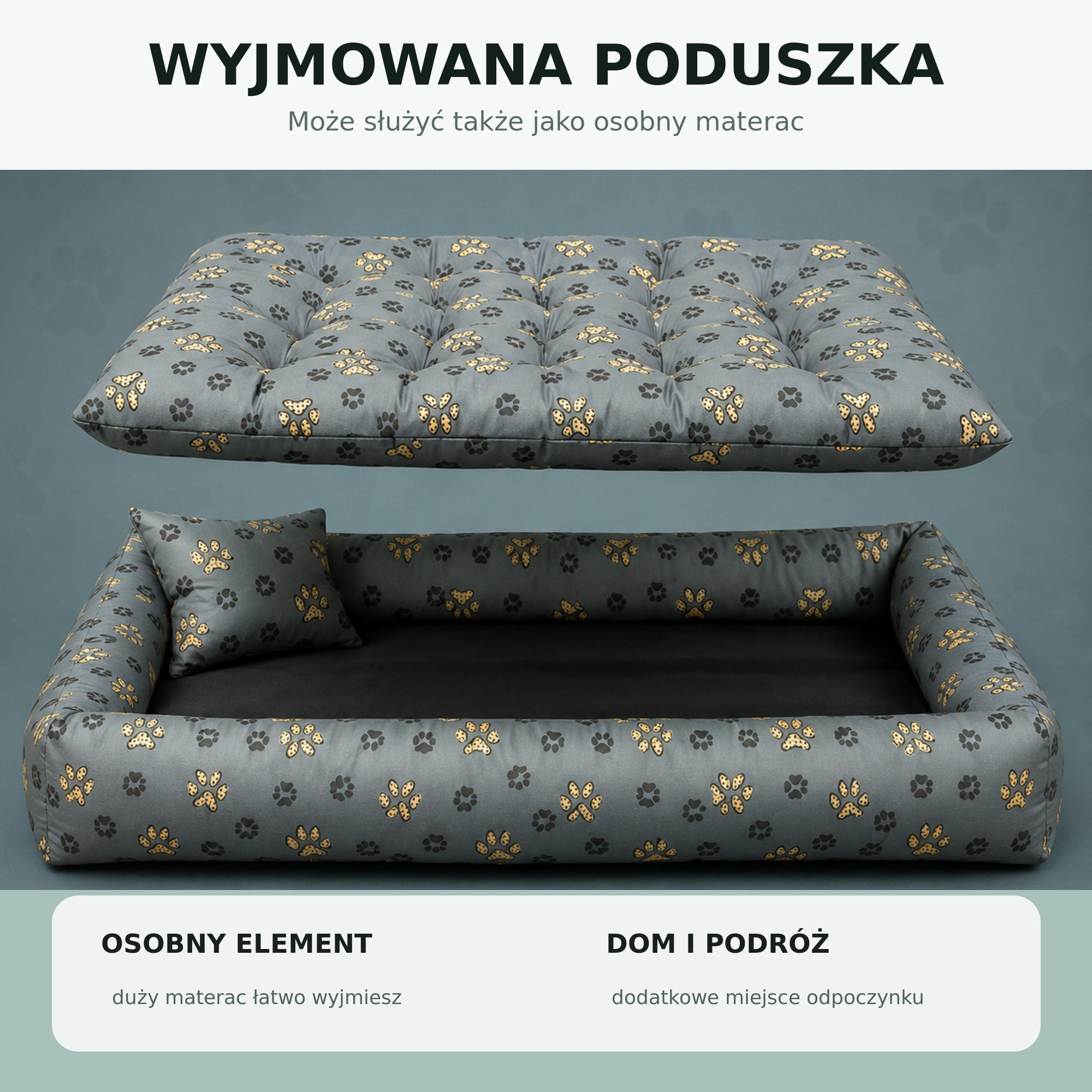 Wyjmowana środkowa poduszka legowiska 120x90