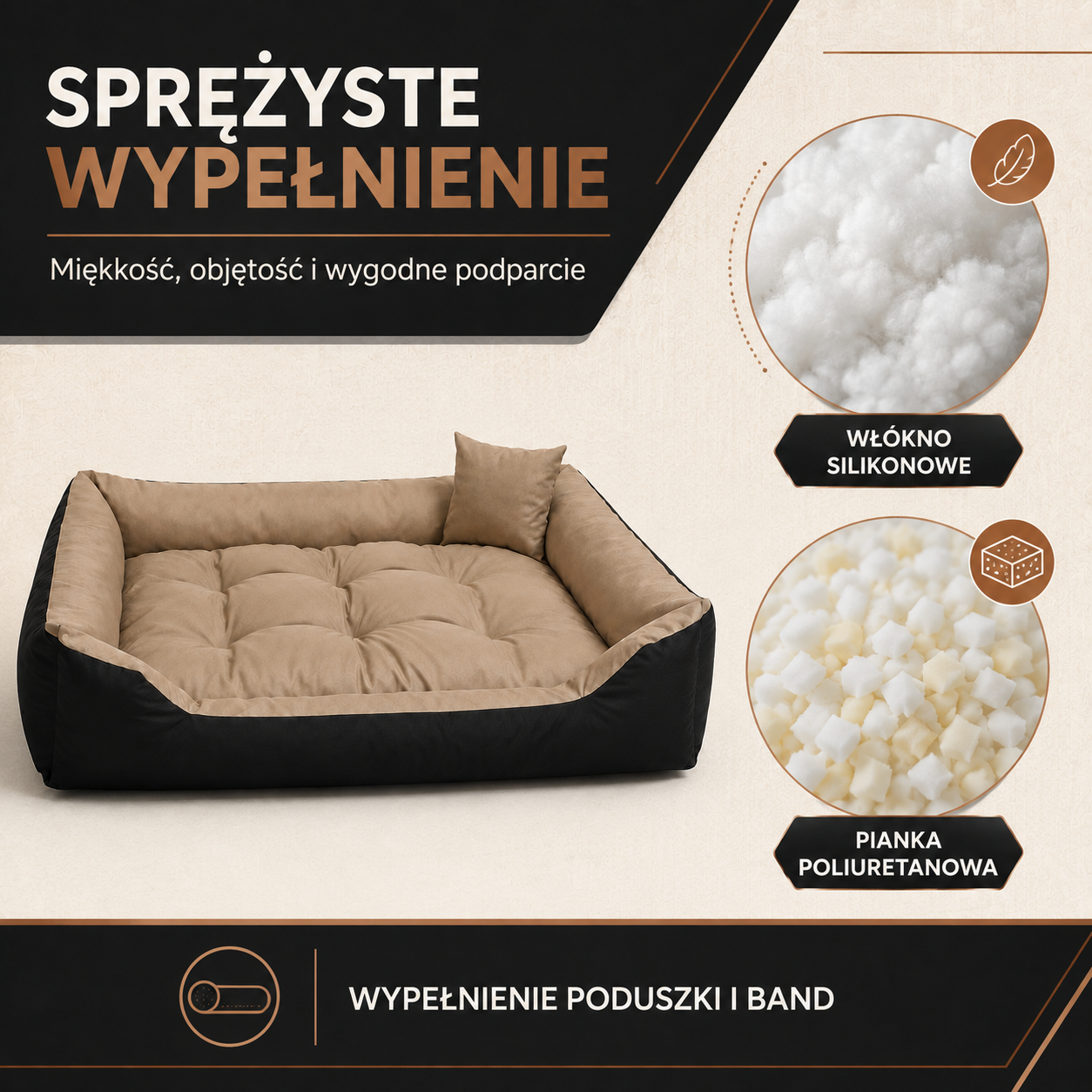 Sprężyste wypełnienie legowiska Pasadena 120x90