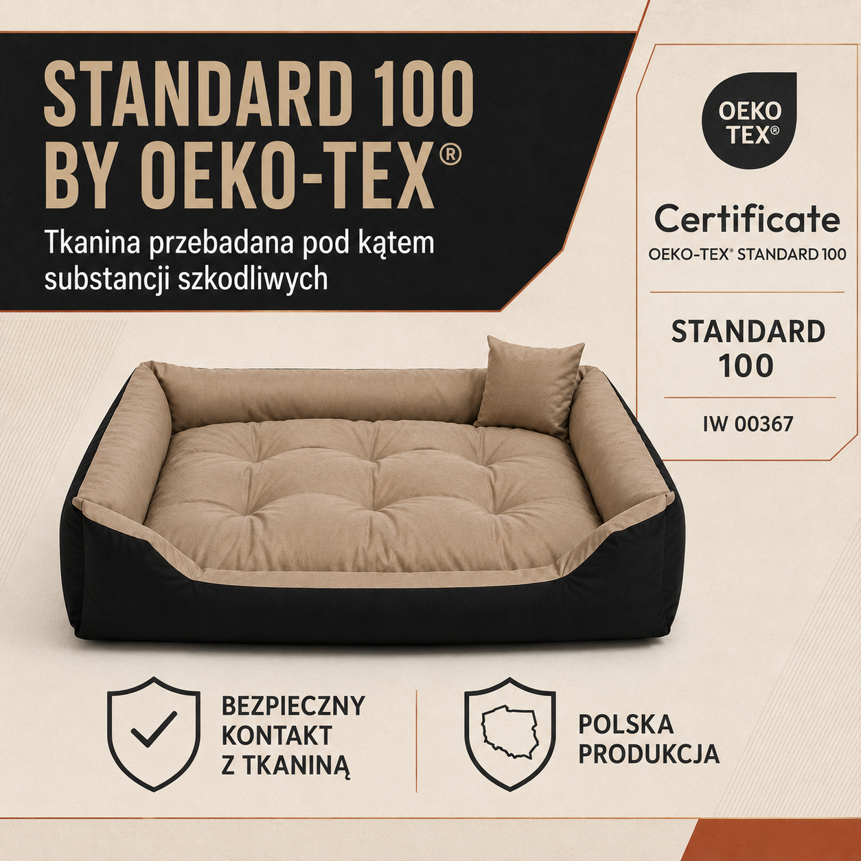 STANDARD 100 by OEKO-TEX legowisko Pasadena