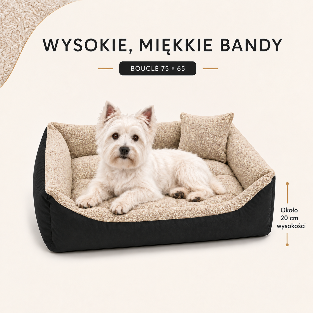 Miękkie bandy legowiska Boucle 75x65