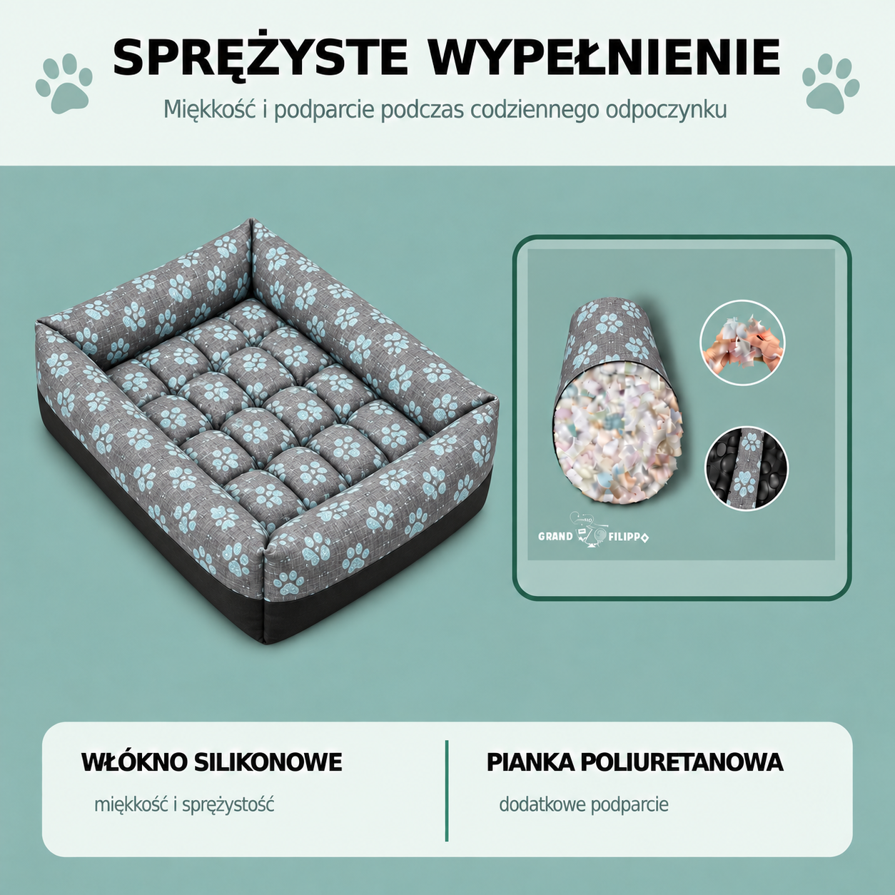 Sprężyste wypełnienie legowiska 75x65