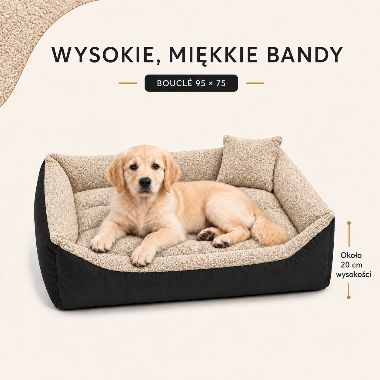 Miękkie bandy legowiska Boucle 95x75