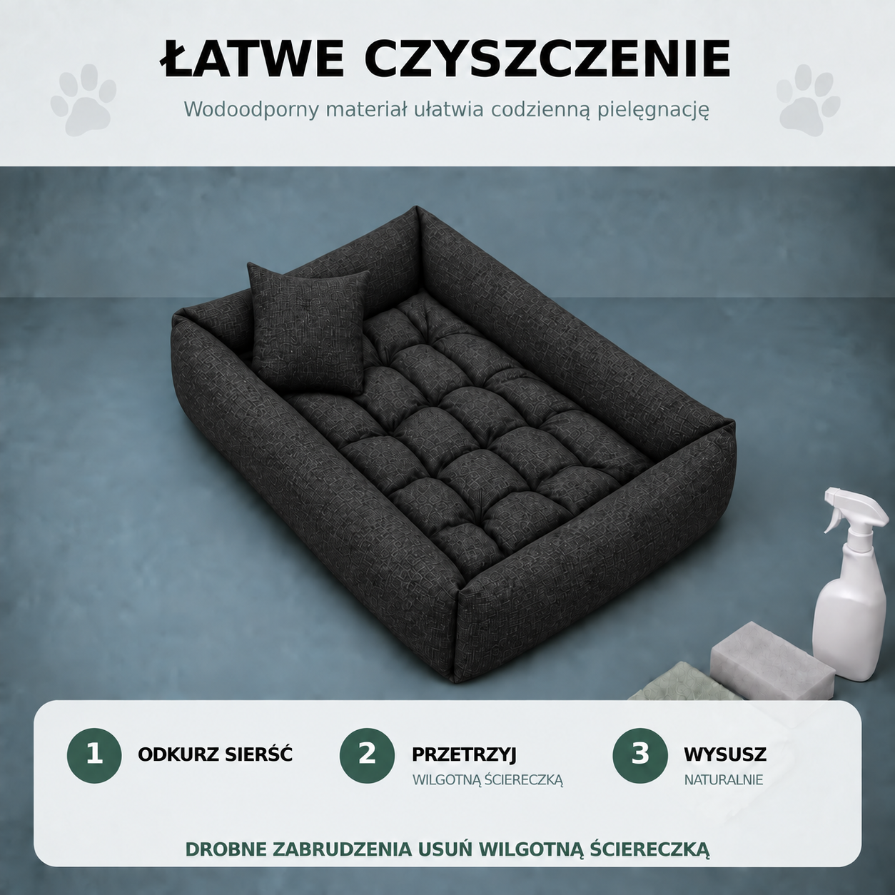 Łatwe czyszczenie legowiska 95x75