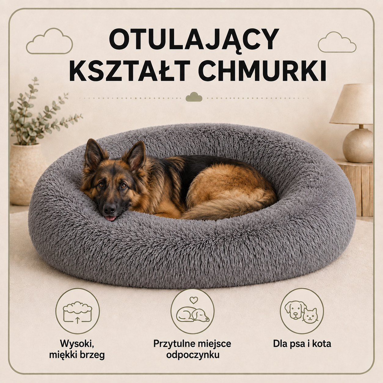 Otulający kształt legowiska Shaggy 100