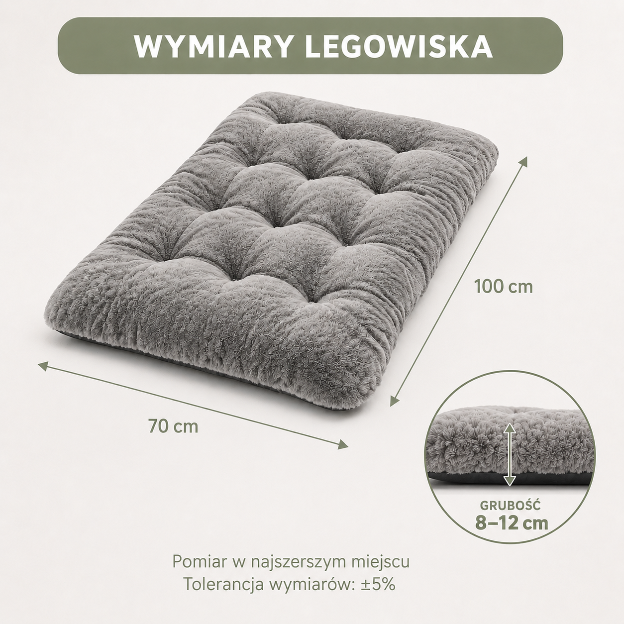Wymiary legowiska Rabbit 100x70 cm