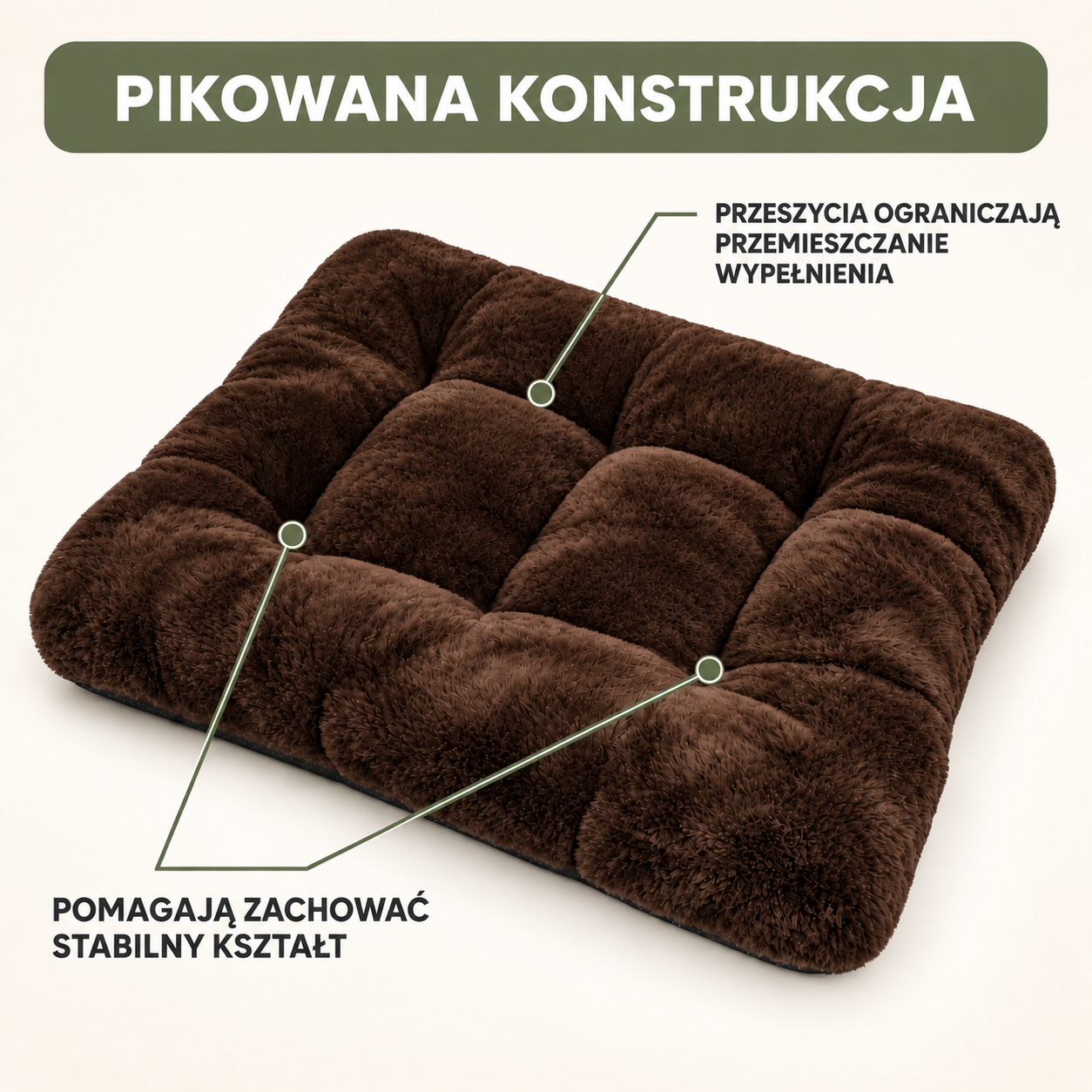 Pikowana konstrukcja legowiska Rabbit 70x55