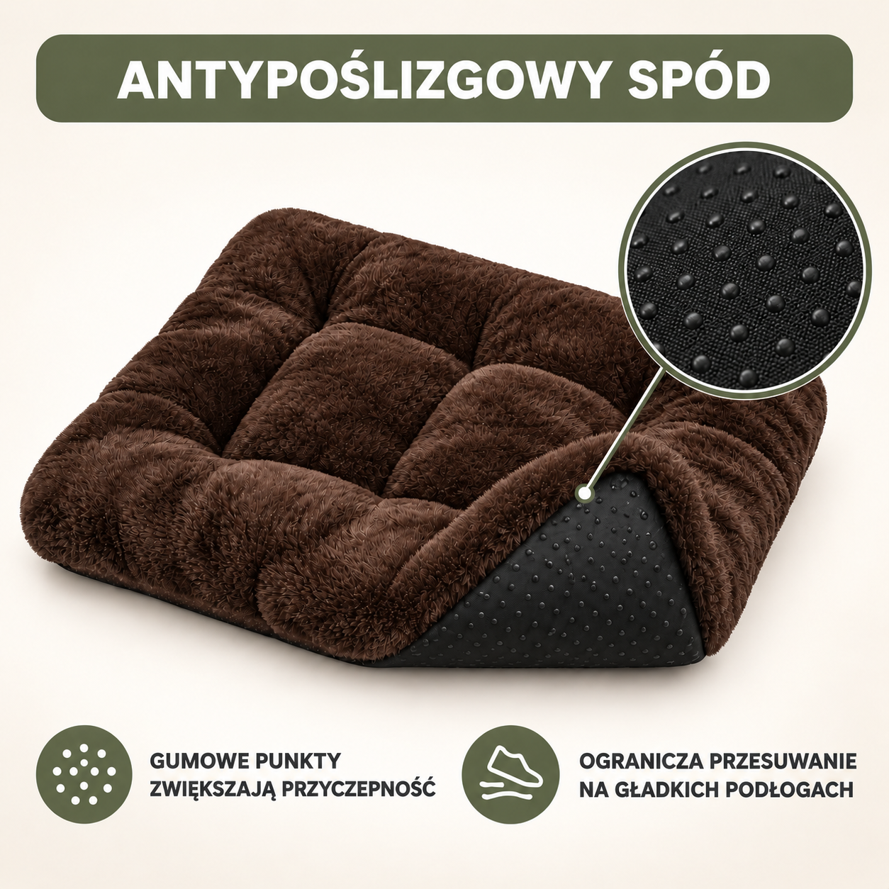 Antypoślizgowy spód legowiska Rabbit 70x55