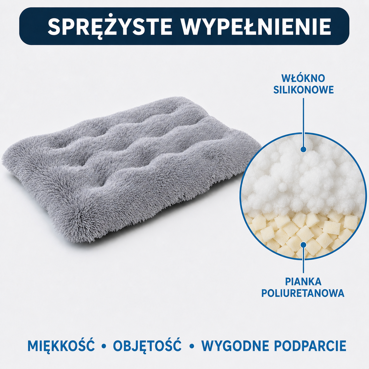 Sprężyste wypełnienie legowiska Shaggy 100x70