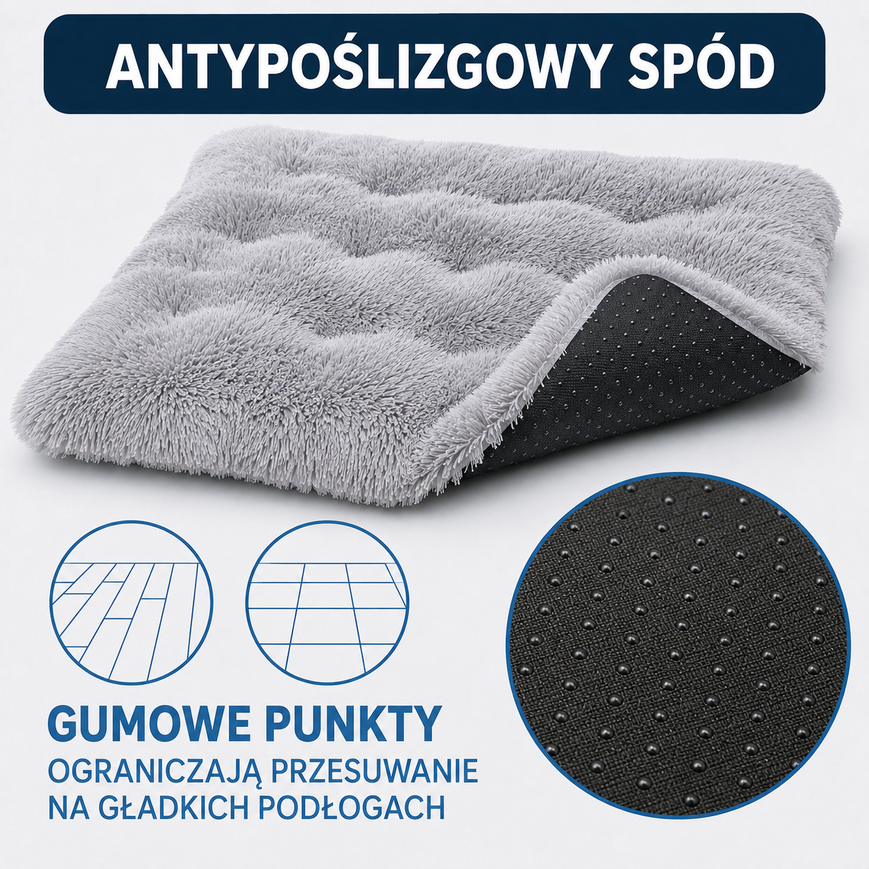 Antypoślizgowy spód legowiska Shaggy 100x70