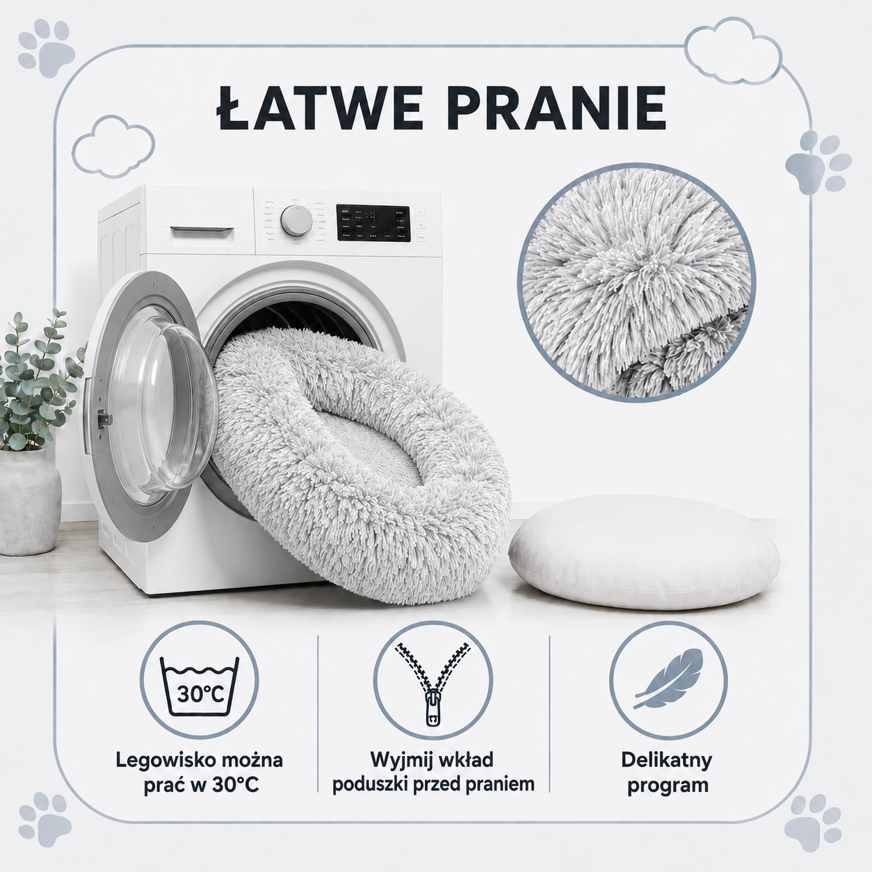 Łatwe pranie legowiska Shaggy 65