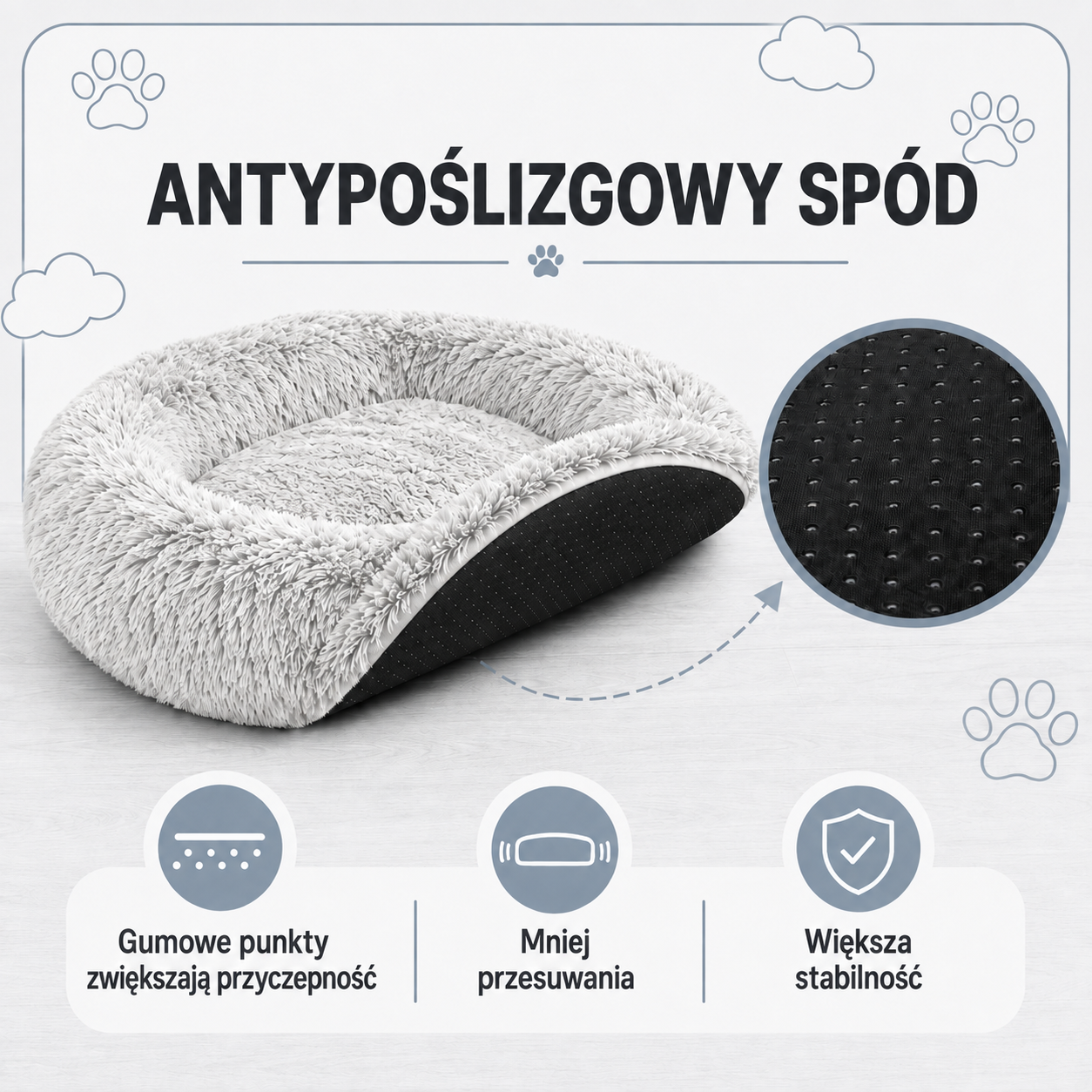 Antypoślizgowy spód legowiska Shaggy 65