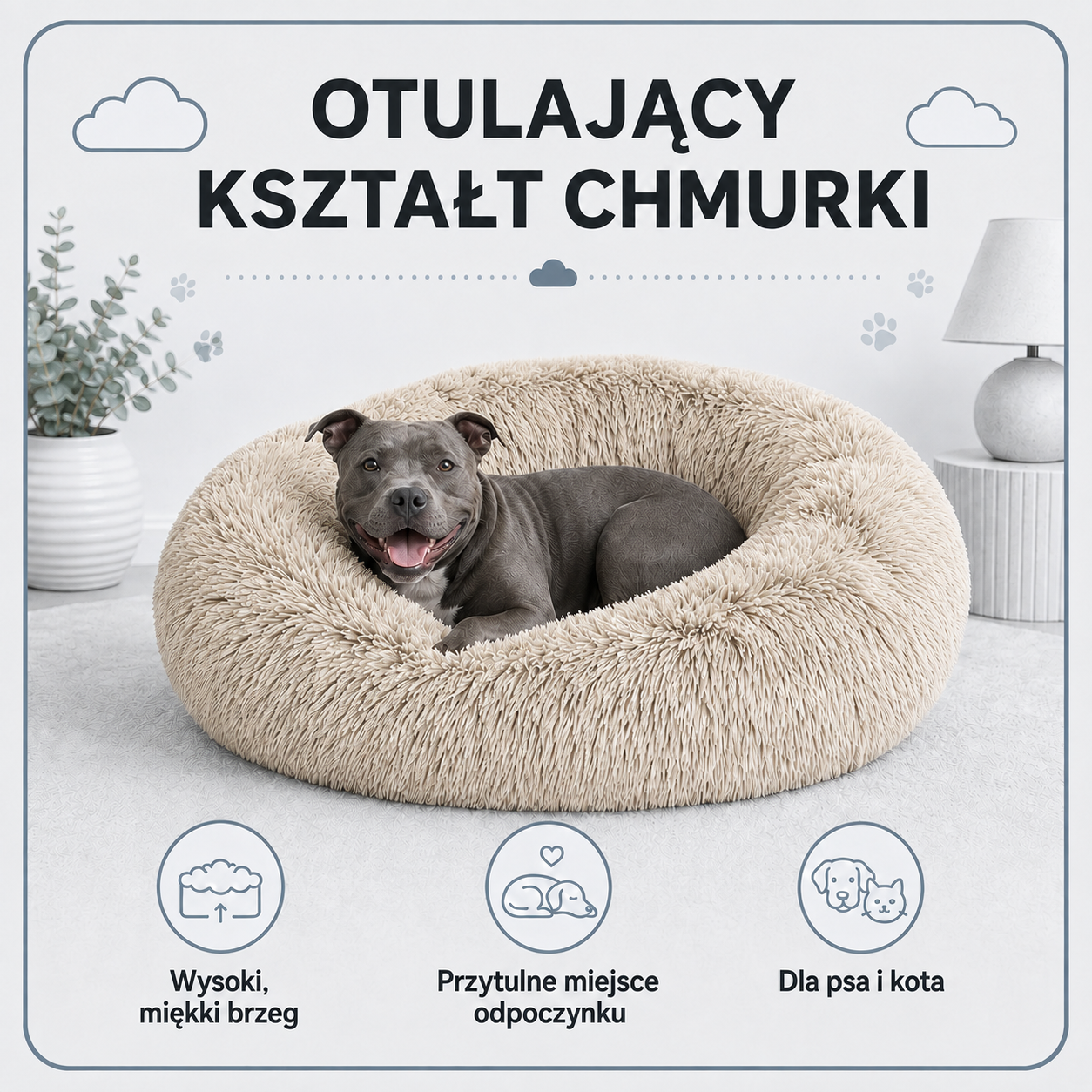 Otulający kształt legowiska Chmurka Shaggy 80