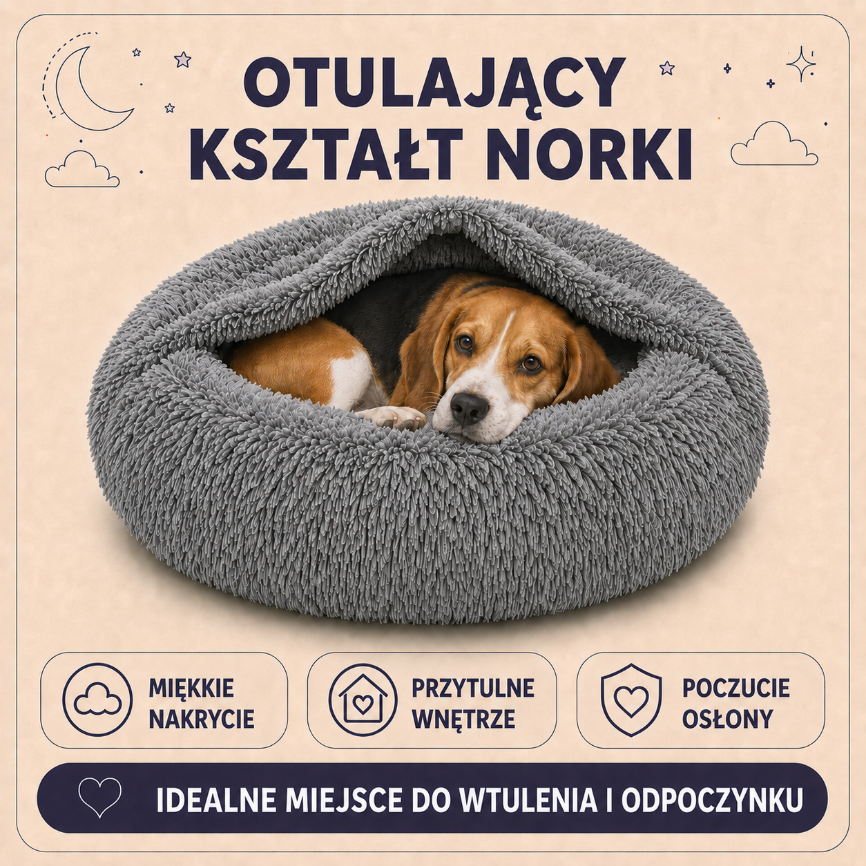 Otulający kształt legowiska Norka Shaggy 100