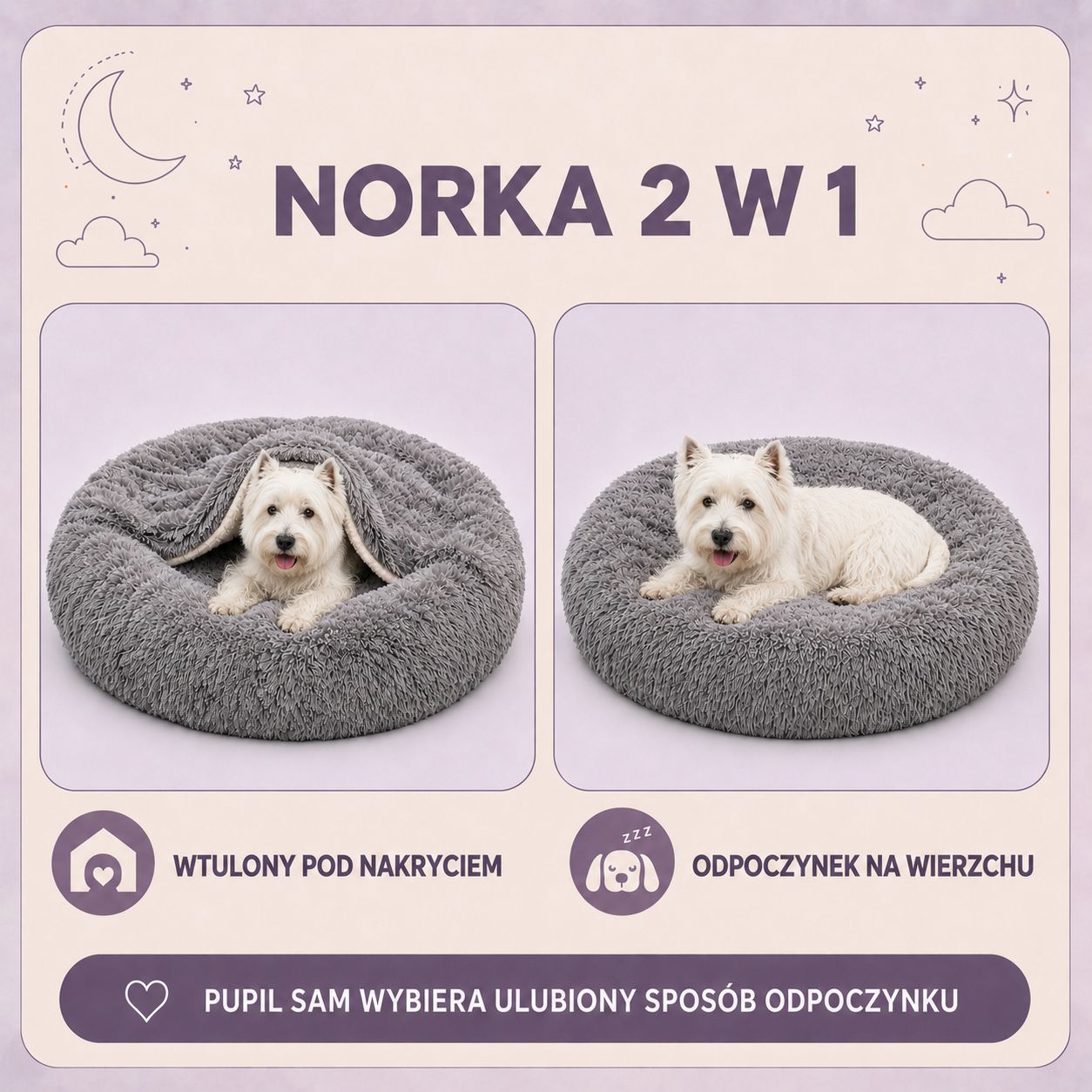 Legowisko Norka Shaggy 65 2 w 1