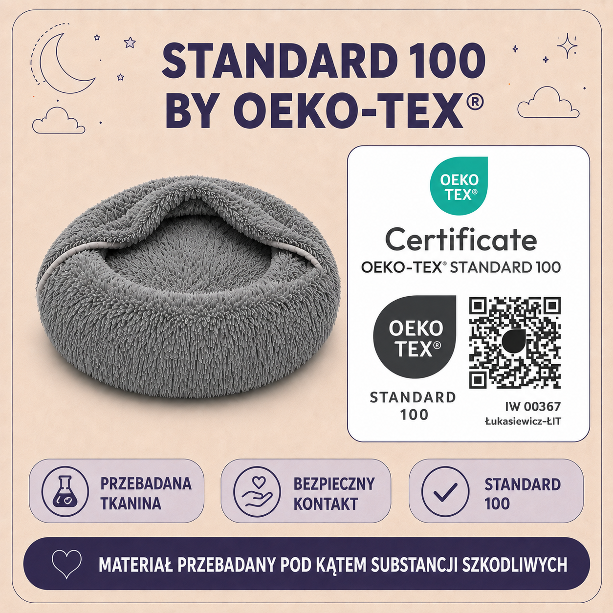 STANDARD 100 by OEKO-TEX legowisko Norka Shaggy 65