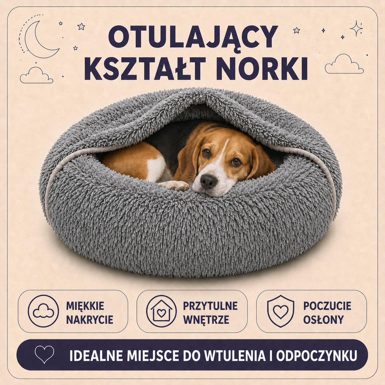 Otulający kształt legowiska Norka Shaggy 65