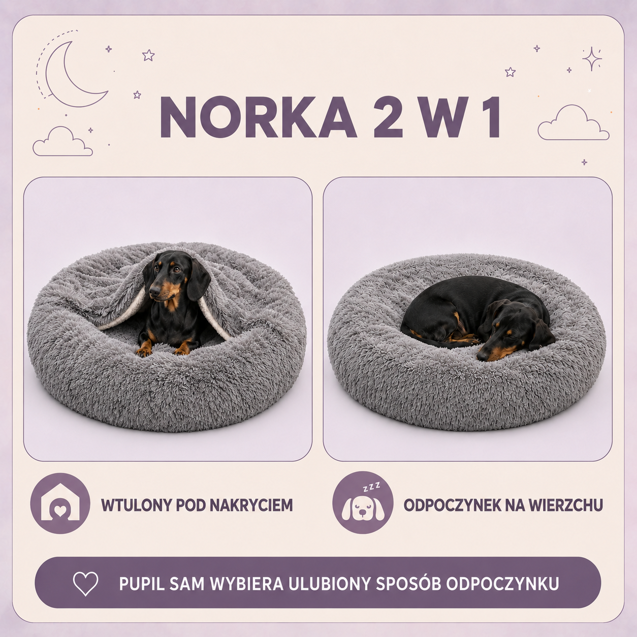 Legowisko Norka Shaggy 2 w 1