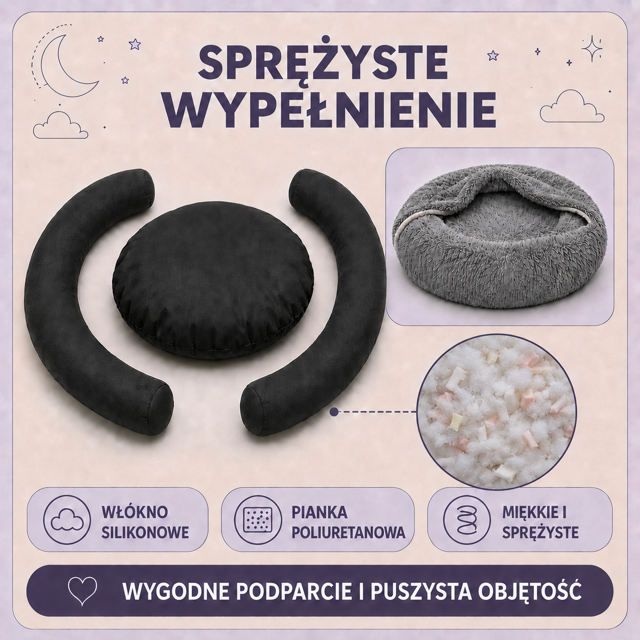Sprężyste wypełnienie legowiska Norka Shaggy