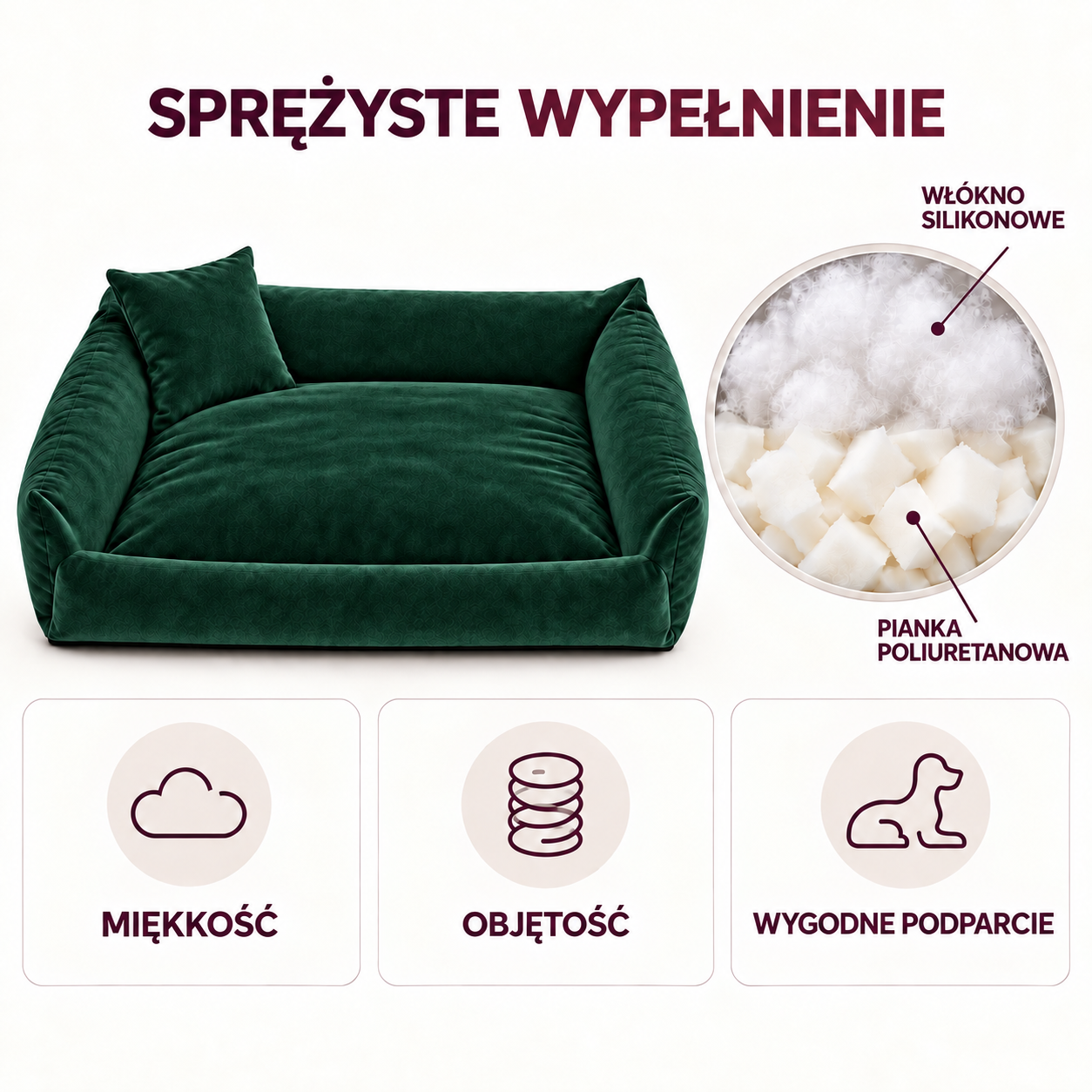 Sprężyste wypełnienie legowiska Velvet 120x90
