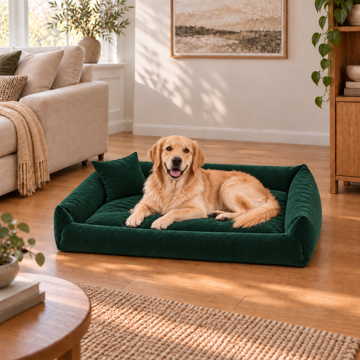 Zielone legowisko Velvet 120x90 dla psa